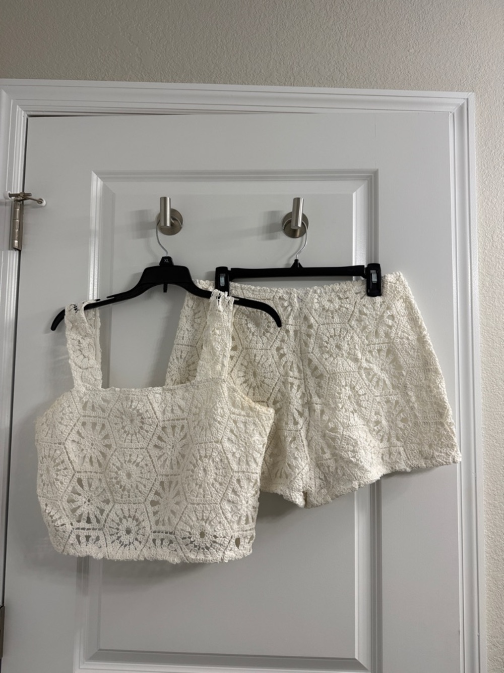 Francesca's Collections Cream Crochet Two-Piece Set